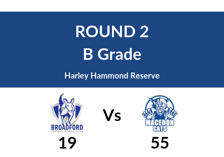 Round 2: Broadford V Cats - B Grade