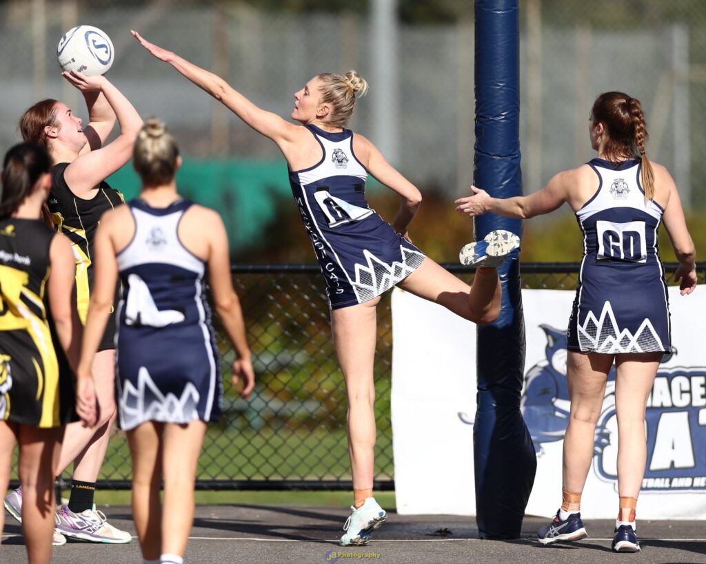Katie Clarke and Janelle Tate from Macedon Cats Netball Club